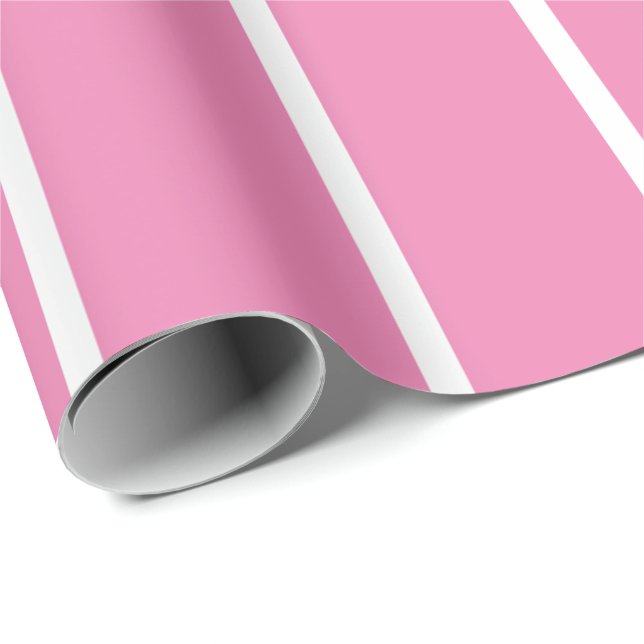 Papel de envolvimiento - Rosa con franjas blancas (Esquina del rollo)