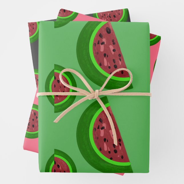 Papel de envolvimiento rosa, verde, negro de semil (In situ)