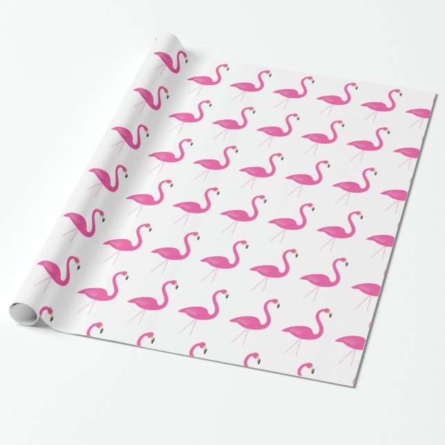 Papel de envolvimiento rosa y blanco Flamingo (Desenrollado)