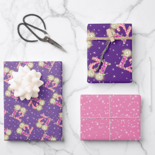 Papel de envolvimiento rosa y morado para los 12 a