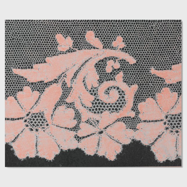 Papel de envolvimiento ROSA Y NEGRO ANTIGUO LACE (Superficie plana)