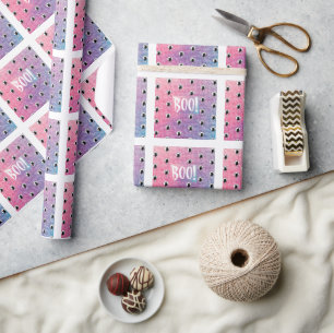 Papel de envolvimiento rosado de Halloween del poe