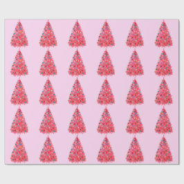 Papel de envolvimiento rosado del árbol de Navidad
