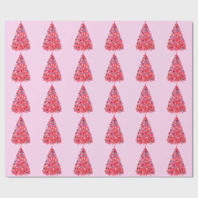 Papel de envolvimiento rosado del árbol de Navidad (Superficie plana)