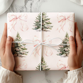 Papel de envolvimiento rosado para arbol de Navida