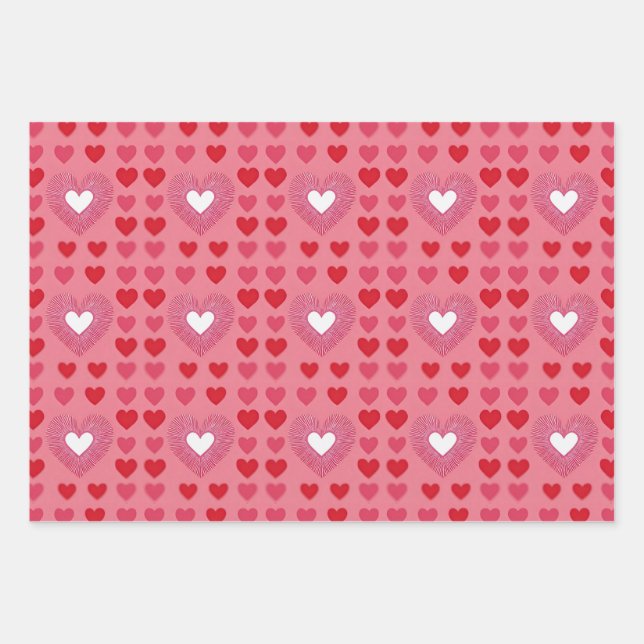 Papel de envolvimiento rosado rosa de los corazone (Anverso)