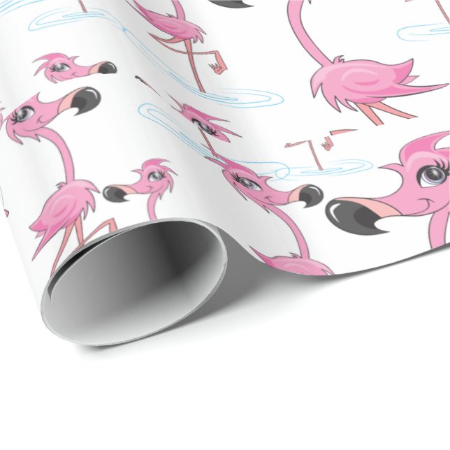 Papel de envolvimiento Santa Hat Flamingos rosados (Esquina del rollo)
