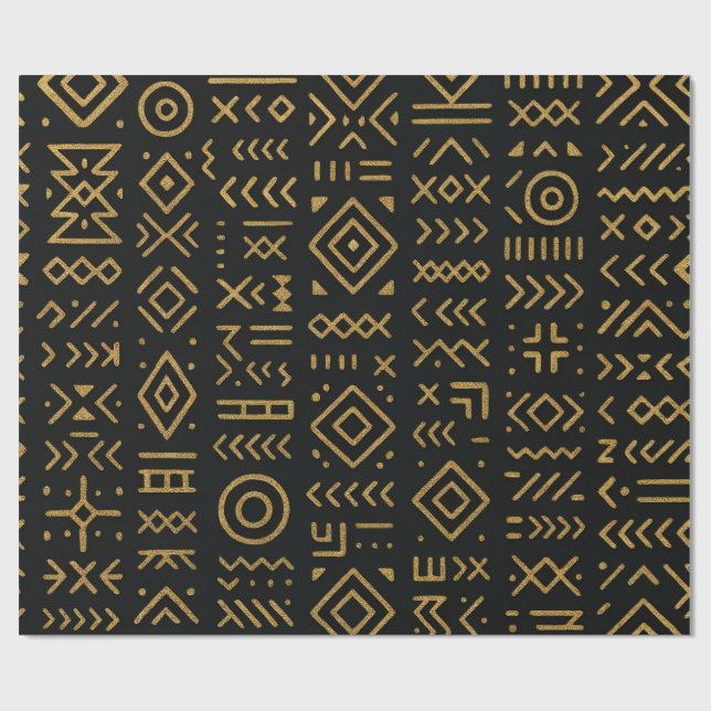 Papel de envolvimiento tribal Afro Luxe Black & Go (Superficie plana)