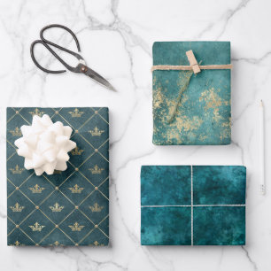 Papel de envolvimiento verde conjunto de hojas pla