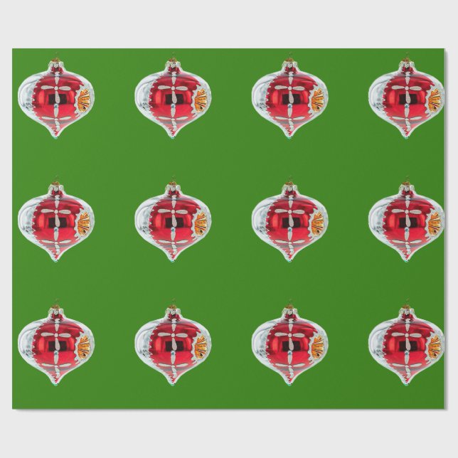 Papel de envolvimiento verde de color rojo y plate (Superficie plana)