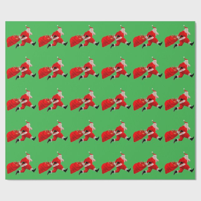 Papel de envolvimiento verde de Santa Claus (Superficie plana)