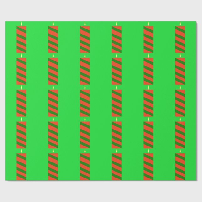 Papel de envolvimiento verde de velas rojas y verd (Superficie plana)