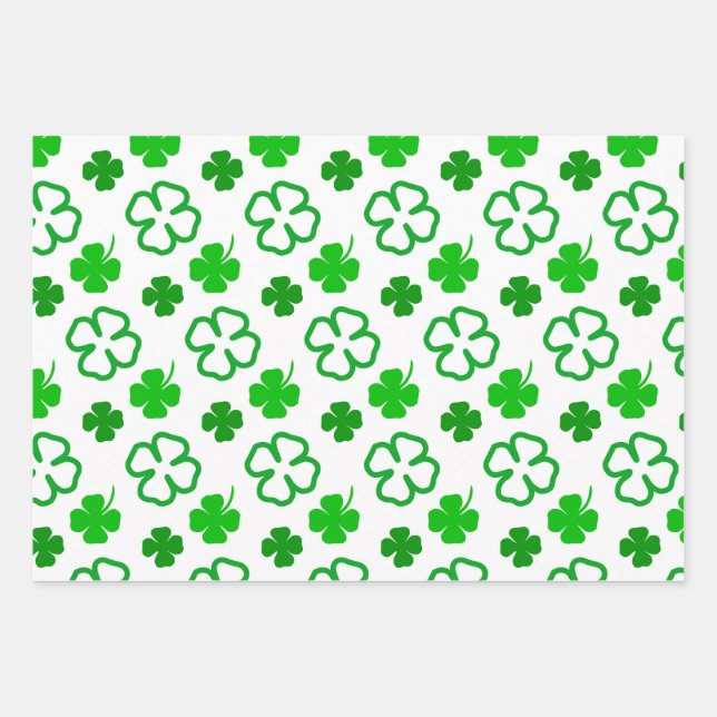Papel de envolvimiento verde y blanco para el Día  (Anverso 3)