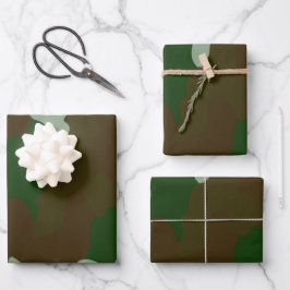 Papel de envolvimiento verde y marrón de 3 juegos