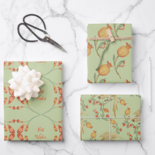 Papel de envolvimiento verde y Naranja conjunto de