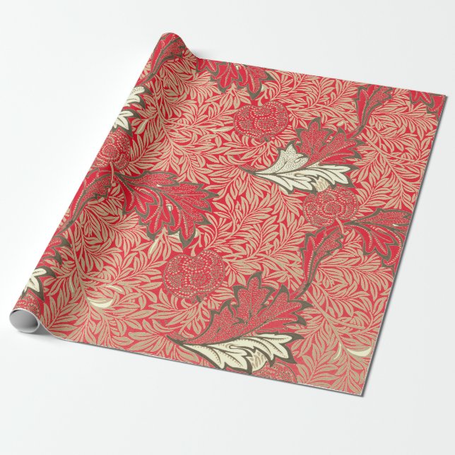 Papel de envolvimiento William Morris RED GIFT (Desenrollado)