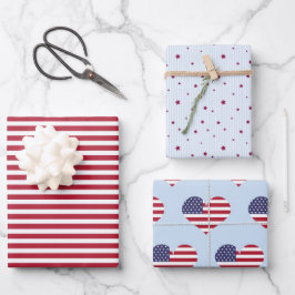 Papel de envuelto del 4 de julio (3 hojas)