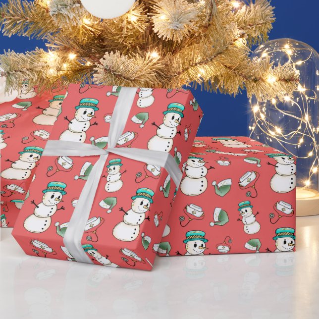 Papel de envuelto para enfermera Snowman (Vacaciones)