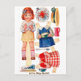Papel de época Pequeña Miss Muffet postal