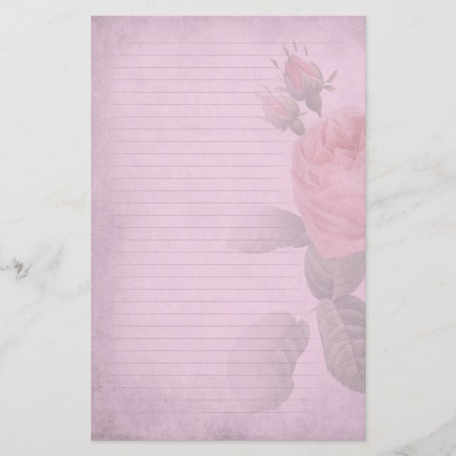 Papel de escribir alineado rosa oscuro subió (Anverso)