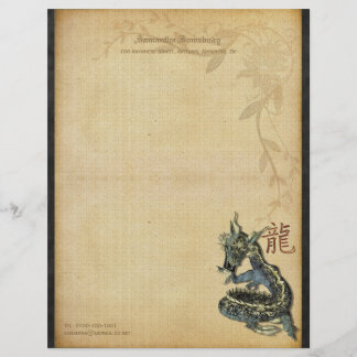 Papel de escribir azul chino del dragón