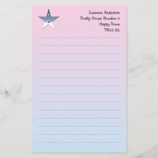Papel de escribir bonito de la estrella para los