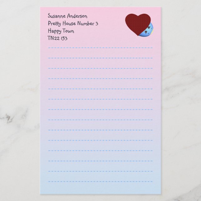 Papel de escribir bonito para los niños (Anverso)