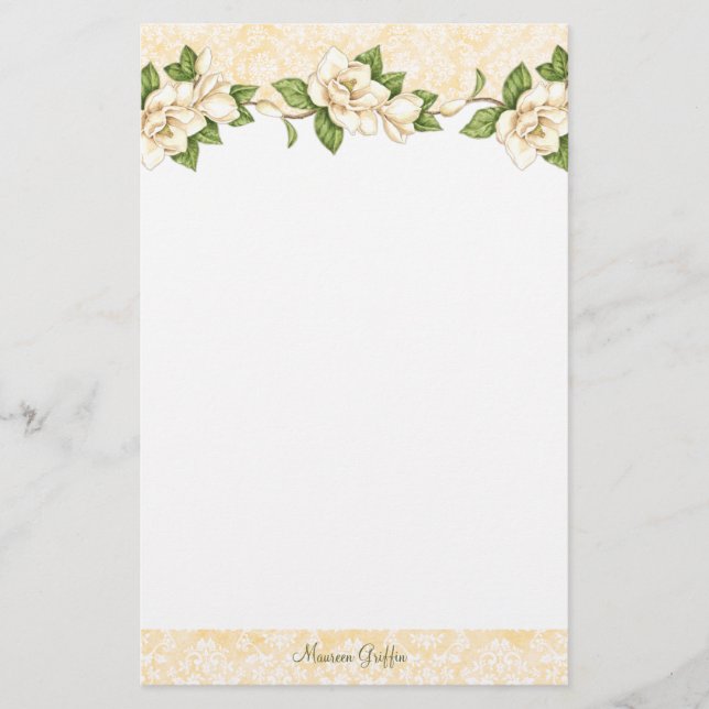 Papel de escribir personalizado damasco de la (Anverso)