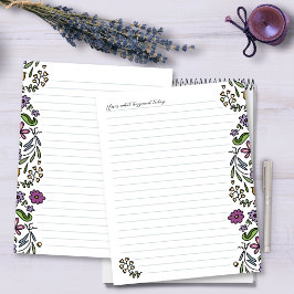 Papel de escritura Arte floral bordeado con líneas