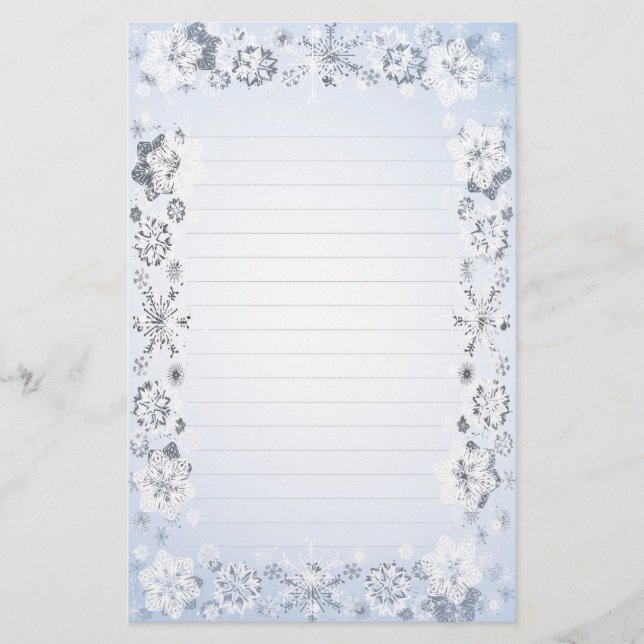 Papel de escritura con copos de nieve (Anverso)