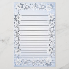 Papel de escritura con copos de nieve de líneas pe