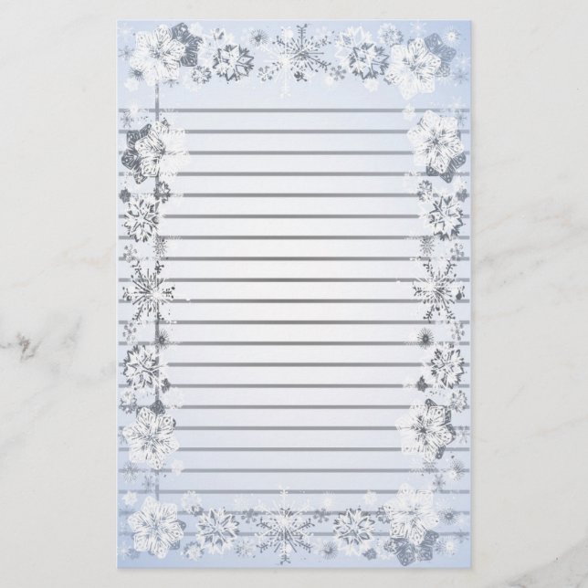 Papel de escritura con copos de nieve de líneas pe (Anverso)