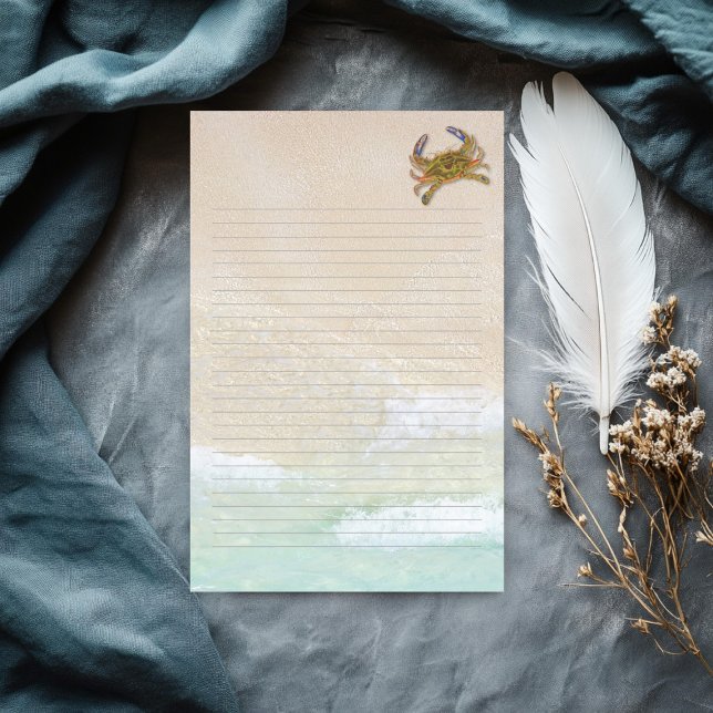 Papel de escritura con líneas y cangrejo azul de a (Subido por el creador)