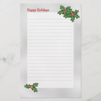 Papel de escritura con tema de feriado, Holly Gree