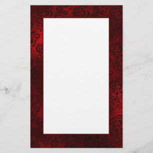 Papel de escritura de Damasco floral rojo