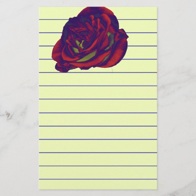 Papel de escritura de rosa roja (Anverso)