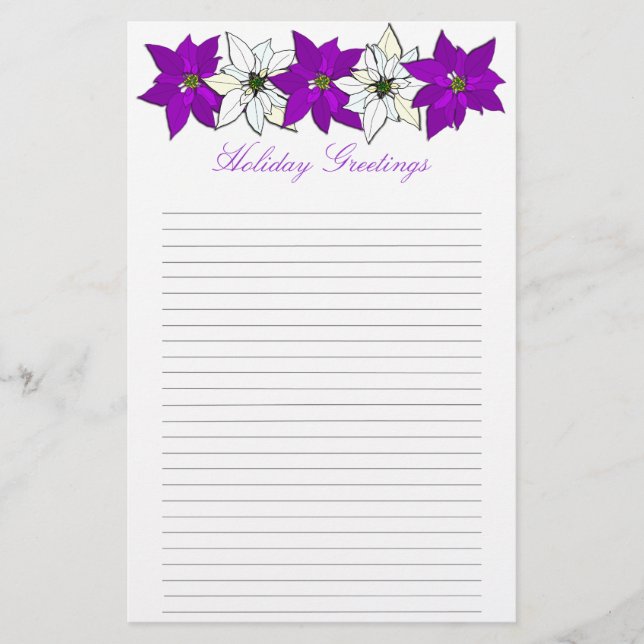 Papel de escritura en línea para Navidades morados (Anverso)