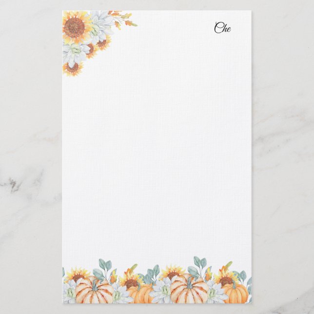 Papel de escritura floral personalizado en papel d (Anverso)