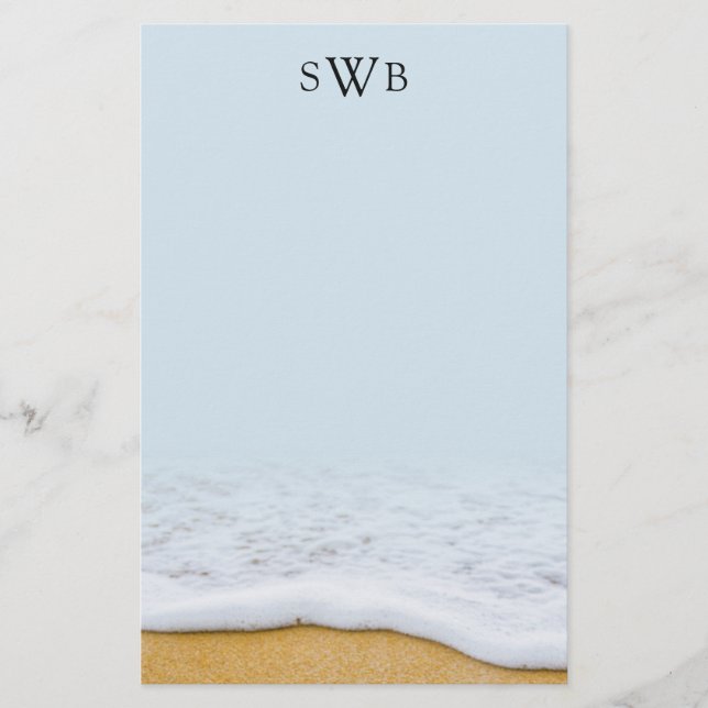 Papel de escritura monocromo con espuma de mar y l (Anverso)
