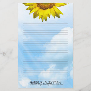 Papel de escritura personal con cielo azul girasol