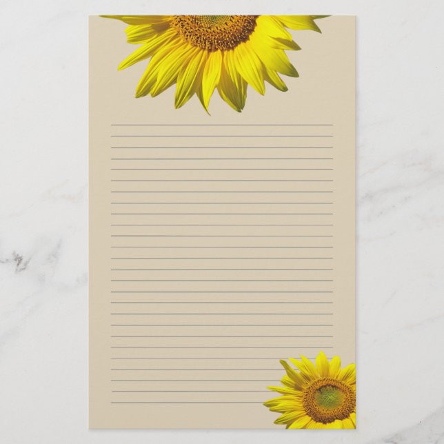 Papel de escritura personal con flor de girasol am (Anverso)
