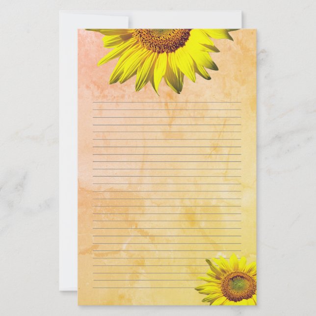 Papel de escritura personal con flor de girasol am (Anverso)