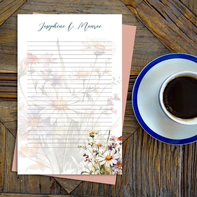 Papel de escritura personalizado con flores silves (Subido por el creador)