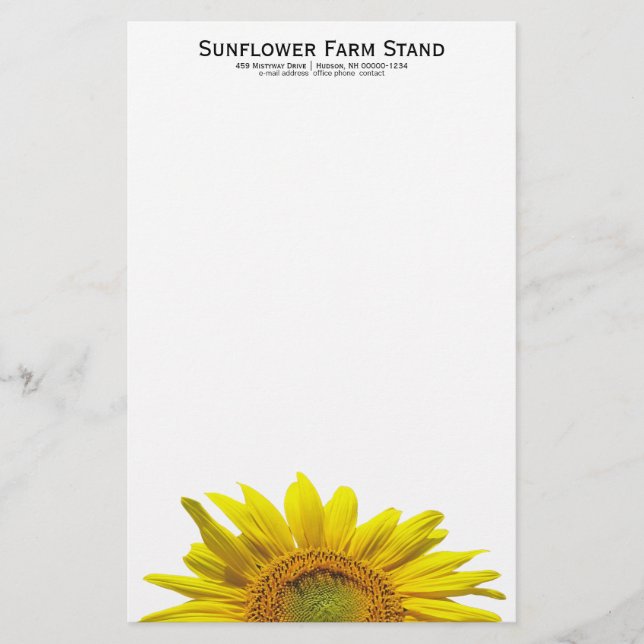 Papel de escritura personalizado con girasoles (Anverso)