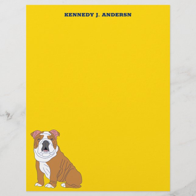 Papel de escritura personalizado en Bulldog inglés (Frente)