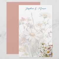 Papel de escritura personalizado para flores silve