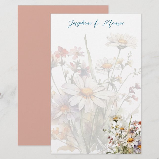 Papel de escritura personalizado para flores silve (Anverso / Reverso)