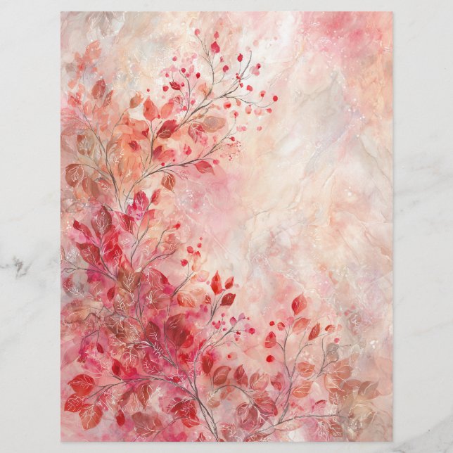 Papel de escritura/scrapbooking de flores rosadas (Anverso)
