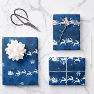 Papel de esmalte de gallo y reno de Santa Azul