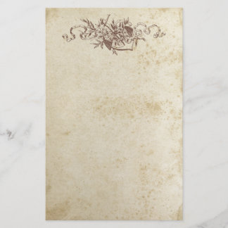 Papel de estacionería floral de antaño con manchas